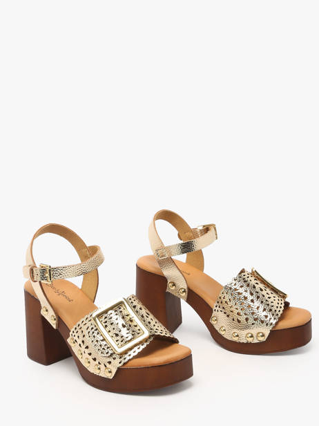 Sandales à Talon Sagonne En Cuir Coco abricot Or women V3123D vue secondaire 1