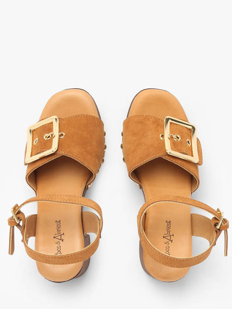 Sandales à Talon Sagonne En Cuir Coco abricot Marron women V3123C vue secondaire 3