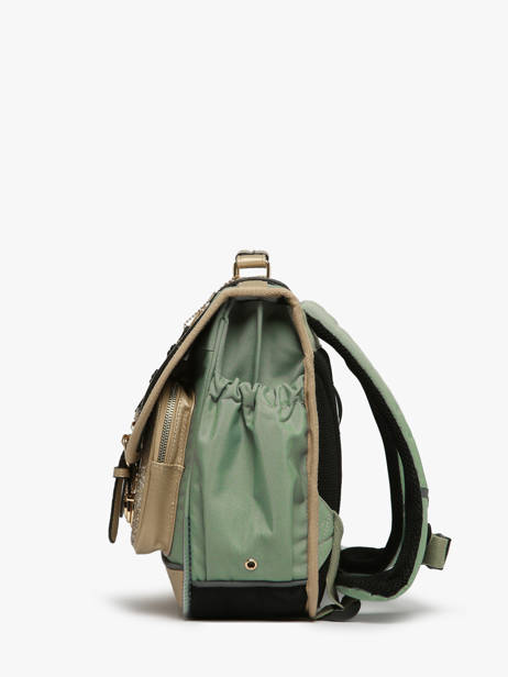 Cartable Enfant 2 Compartiments Cameleon Vert vintage fantasy CA35 vue secondaire 2