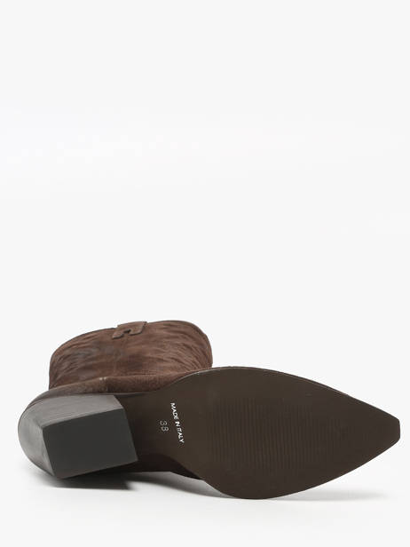 Santiags En Croûte De Cuir Avec Surpiqûres The icona Marron women TX160 vue secondaire 4