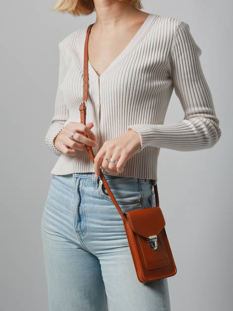 Le Porte-téléphone Cuir Paul marius Marron vintage TELEPHON vue secondaire 1